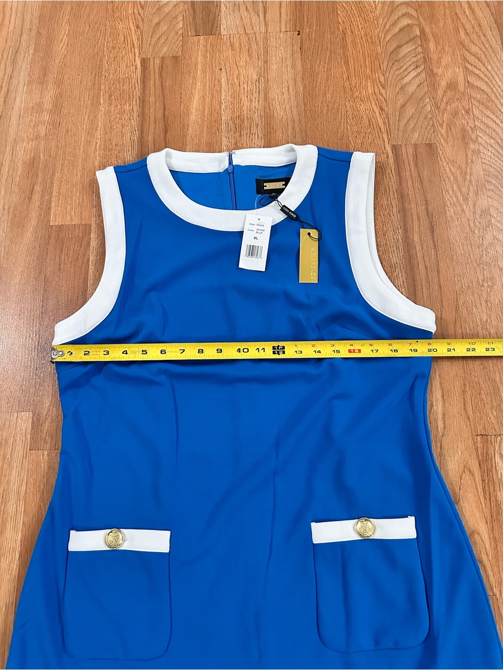 Alexia Admor Royal Blue Sleeveless Shift Dress with White Trim - Picture 12 of 13
